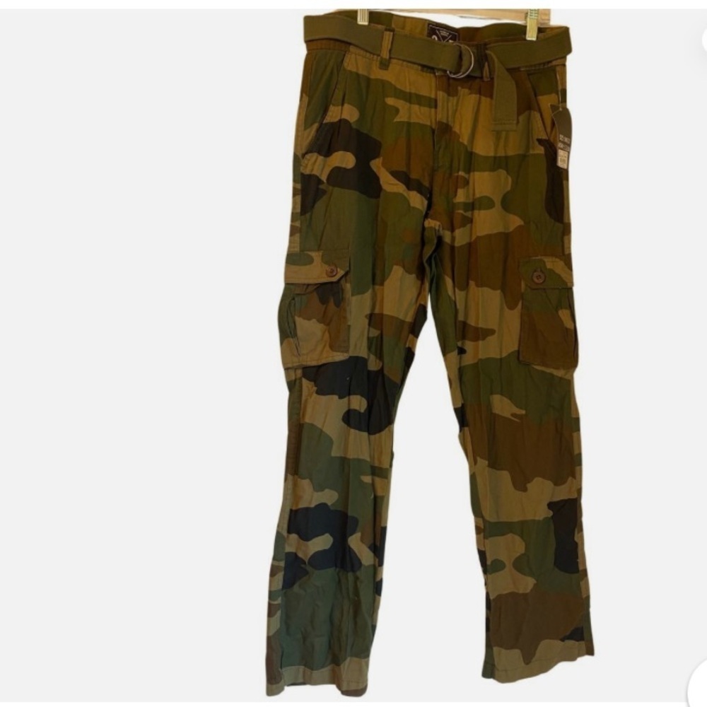 NWT Outback Riders Cargo Pants Men's 34x32 Camouflage Green Brown 100% Cotton